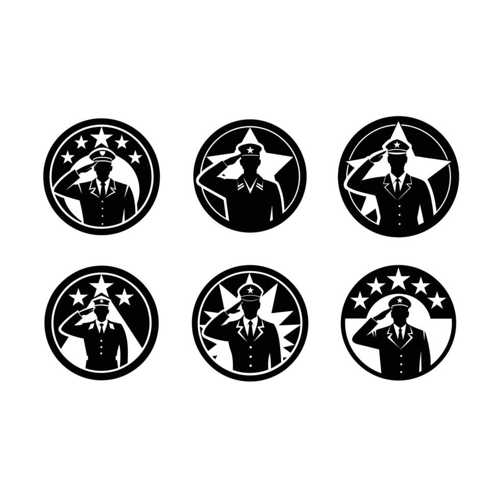 Veterans Salute Icon - and Linocut Silhouette Design vector