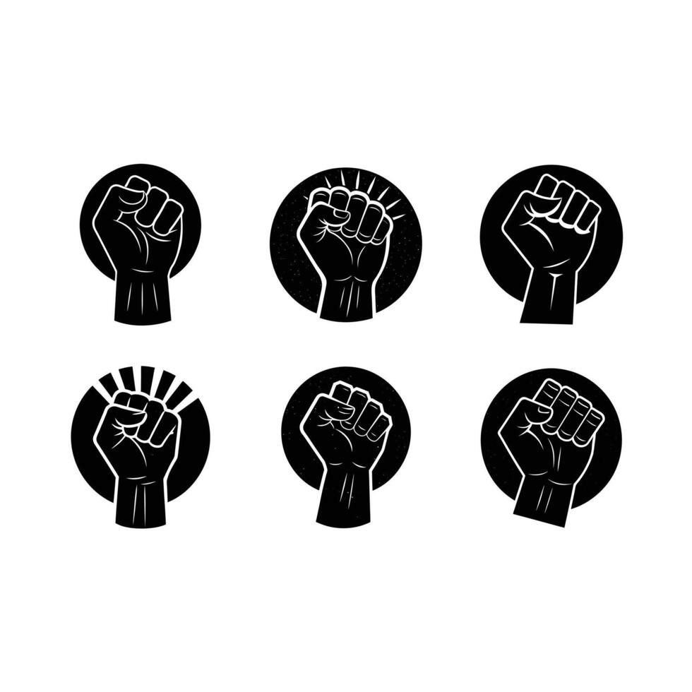 Labor Fist and Linocut Silhouette Design vector