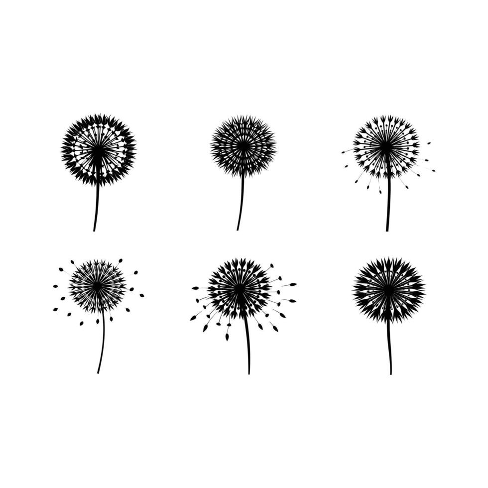 Dandelion Linocut Silhouette Design vector
