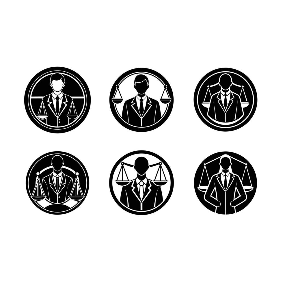 Advocate Icon Linocut Silhouette Design vector