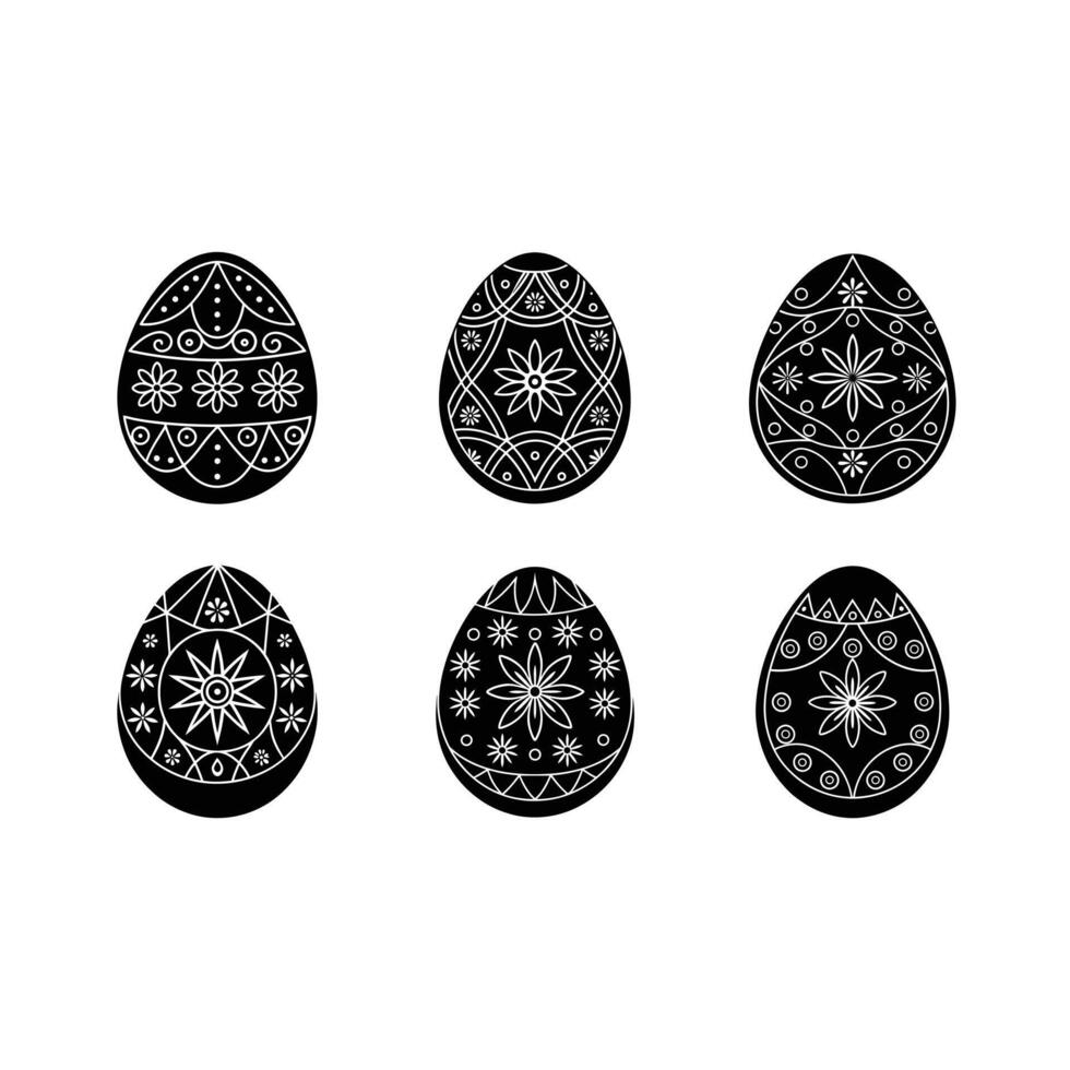 Decorated Egg Icon - and Linocut Silhouette Design vector