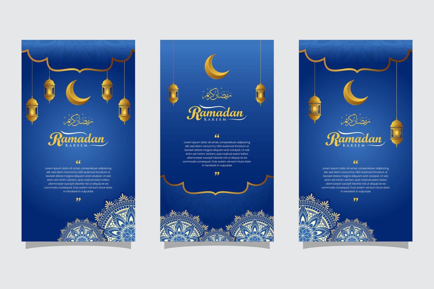 Ramadan social media stories collection. portrait islamic background design, poster, flyer, banner, brochure vector