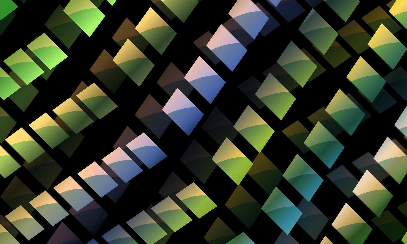 Abstract geometric cubes in diagonal perspective colorful squares black background. vector