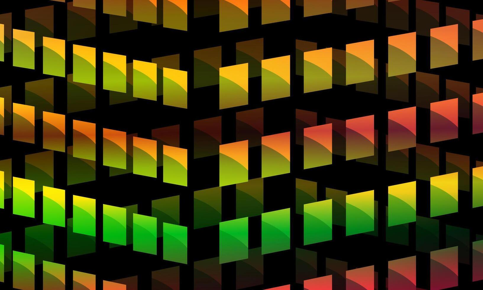 Abstract geometric cubes in vertical perspective yellow squares black background. vector