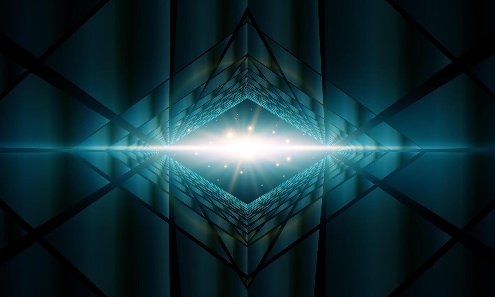 Light effect shiny star flashed. Glare of light and flash on perspective shape black background. vector