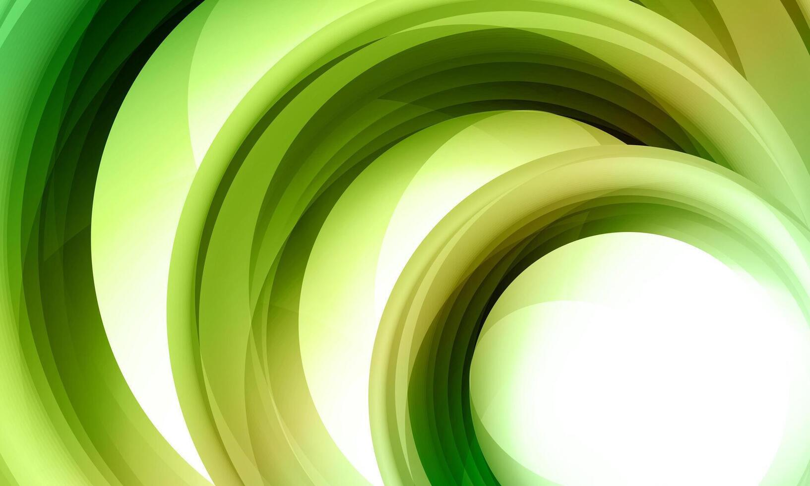 Vortex, swirl, soft circle ripple abstract background. Circular green glow lights rings on white background. vector