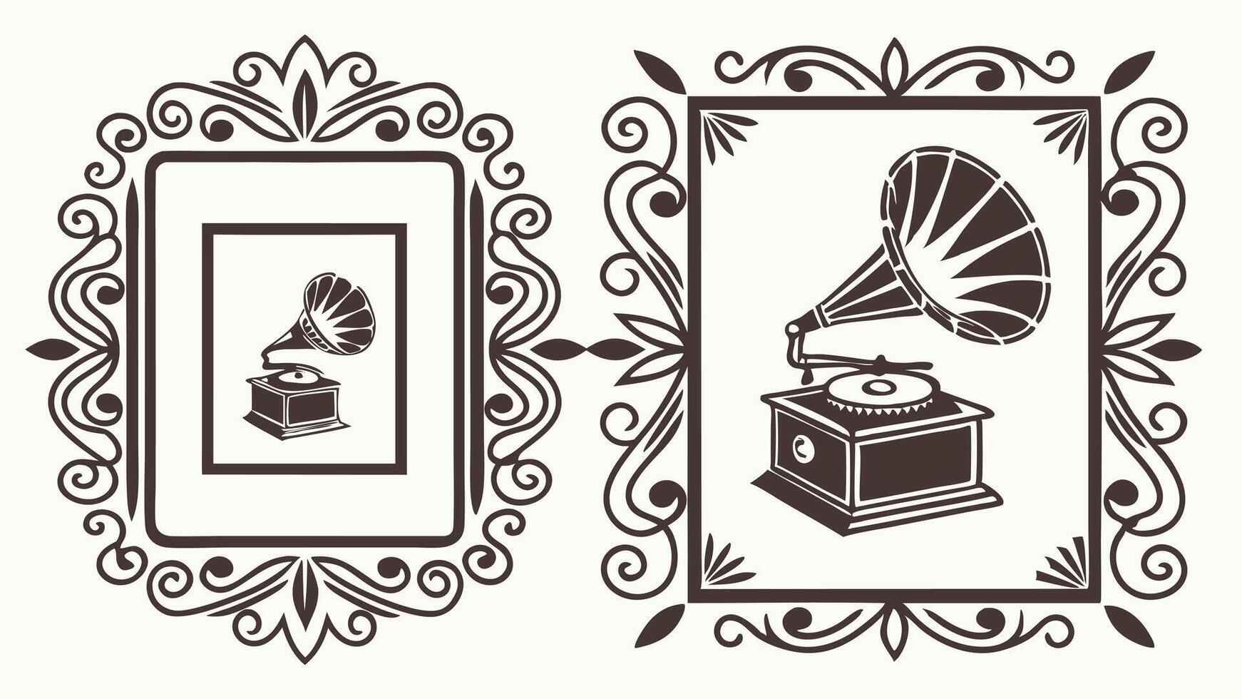 Vintage frame with gramphone ornate frame vector