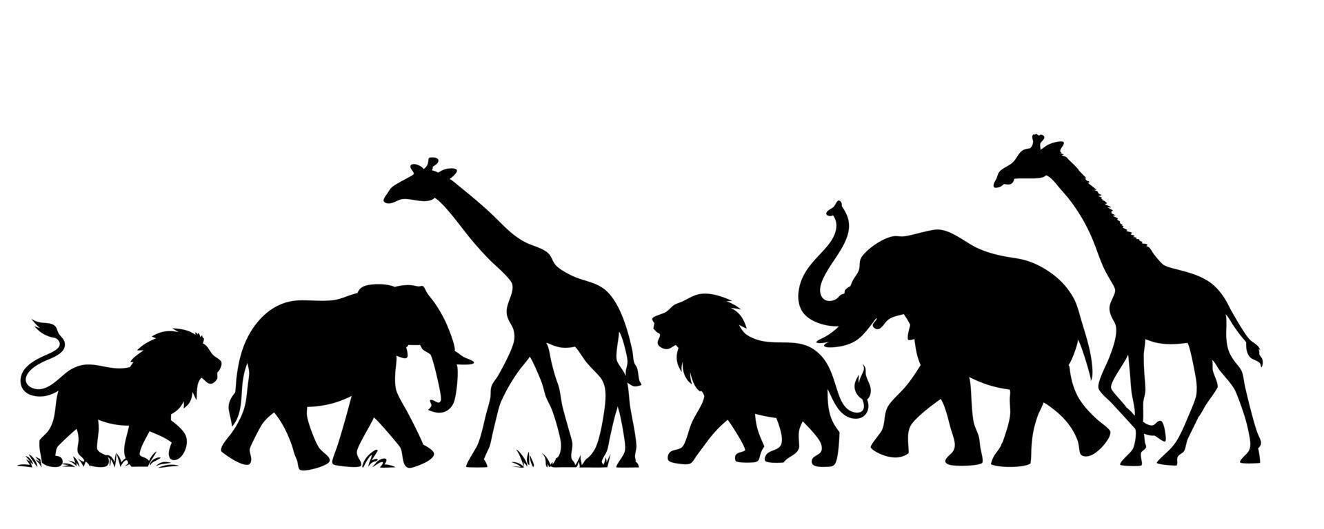 a group of animals are silhouetted in black vector