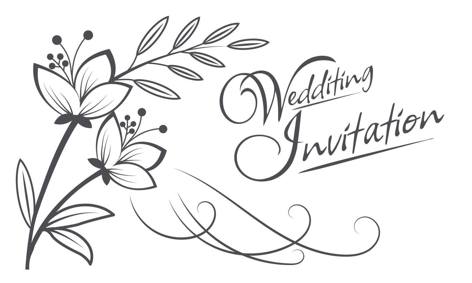 hand drawn wedding invitation card vector