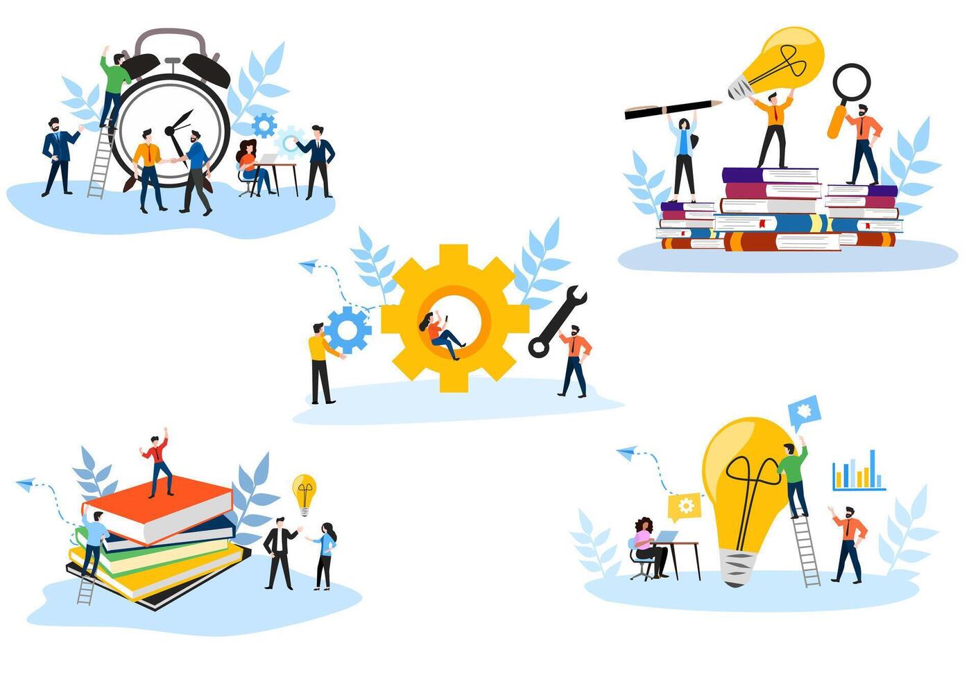 Set of business illustration flat art vector