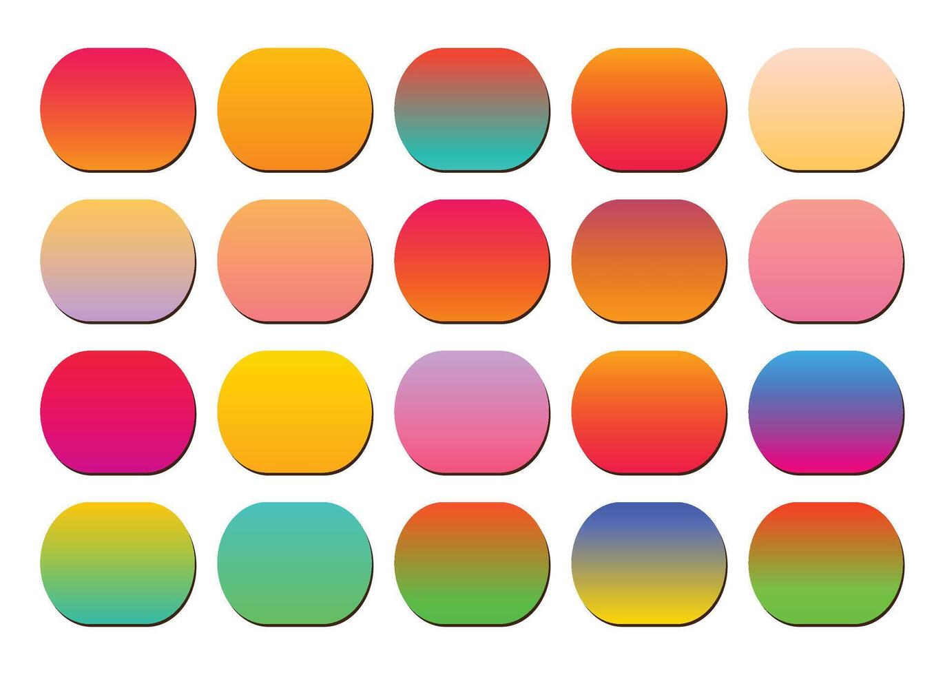 Minimalistic, pastel colored circles collection on white background. dark vibrant set of gradients vector