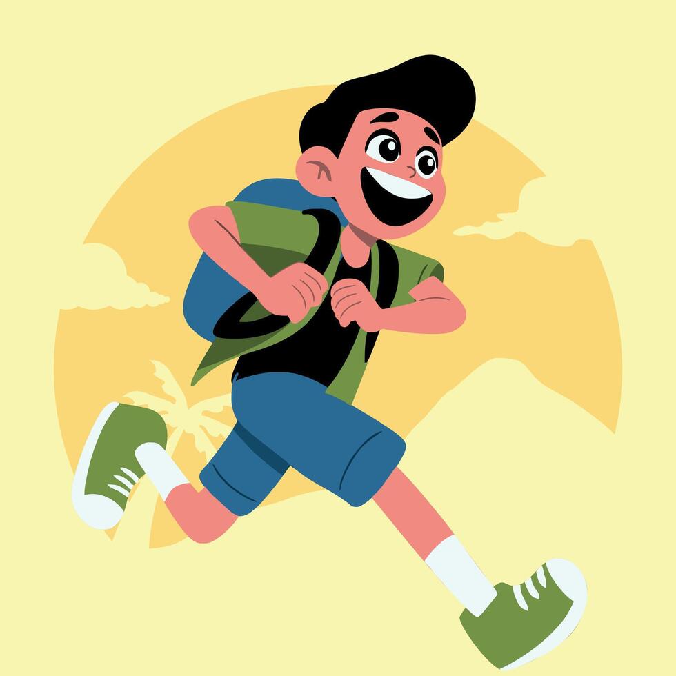 teen boy running while traveling vector