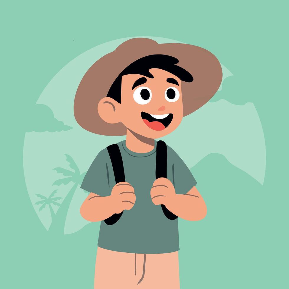 boy ready for traveling vector