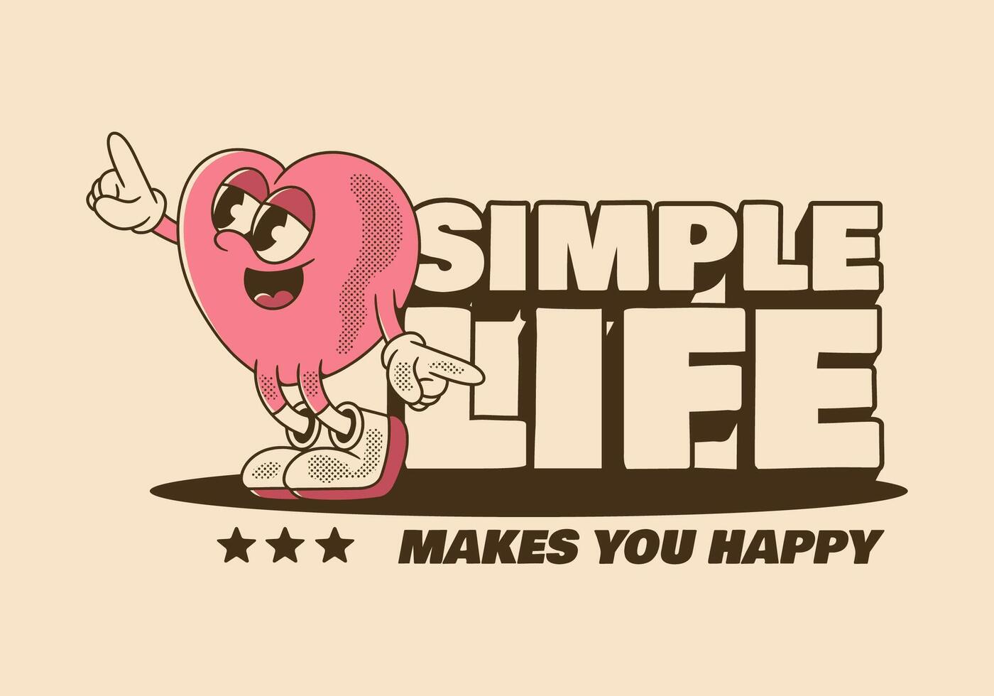 Happy heart character in happy dance illustration. Good for sticker print vector