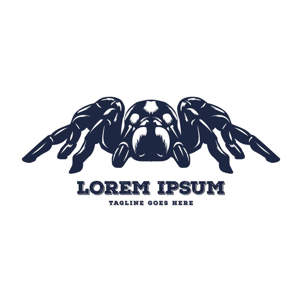 Vintage Retro Black Spider Widow Tarantula Illustration Logo Design vector