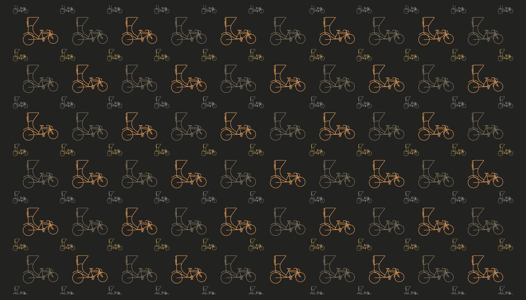Pattern of rickshaw line art. three wheeler in india vector
