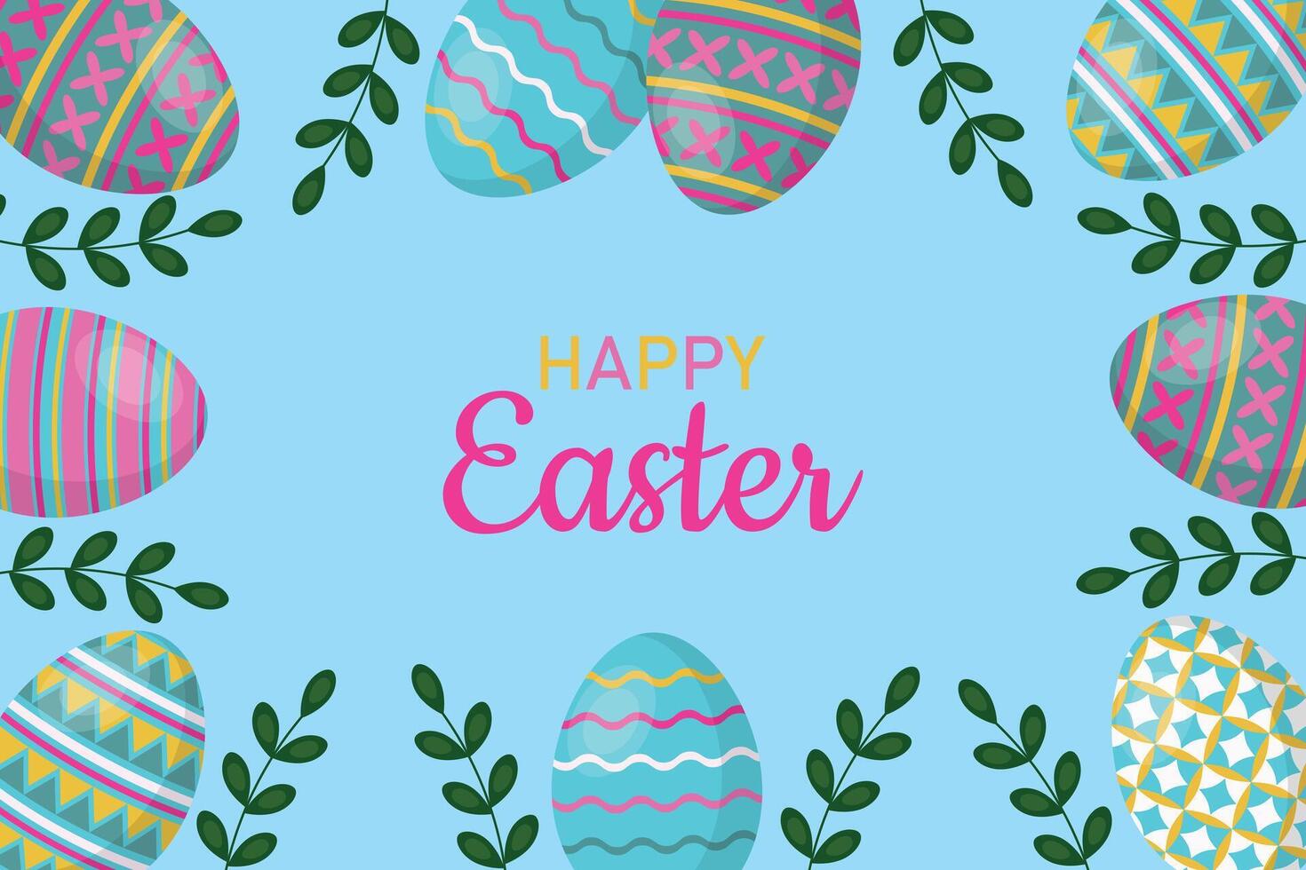 Easter poster and banner template with Easter eggs. vector