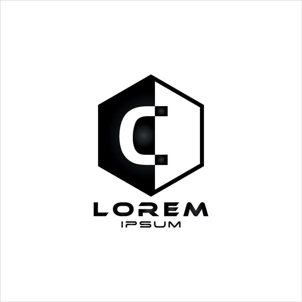 Modern Bold Lettermark C Logo with Geometric Elements and Sleek Typography vector