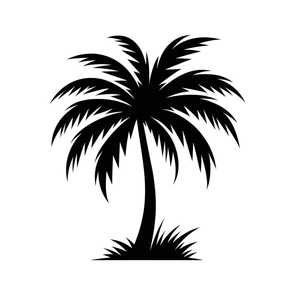 palm tree silhouette in white background vector
