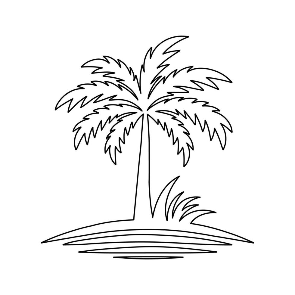 palm tree outline icon drawing on white background vector