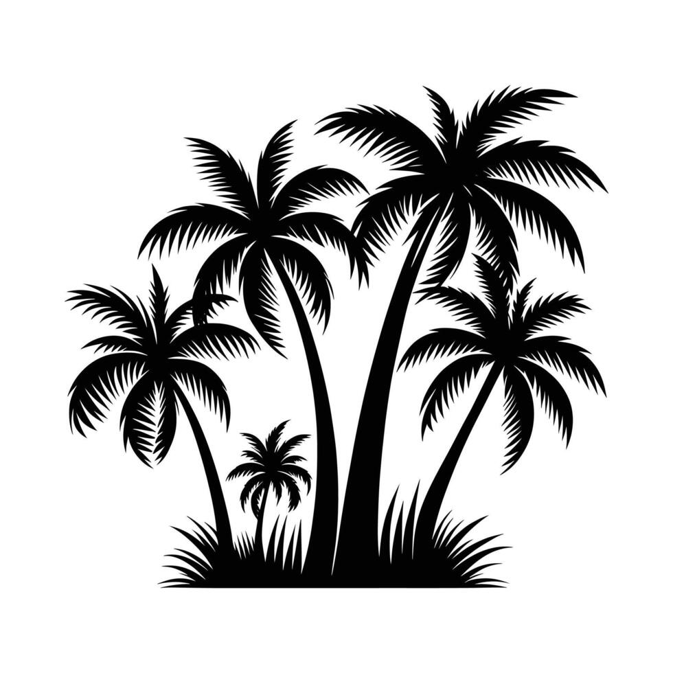 palm trees silhouette on white background vector