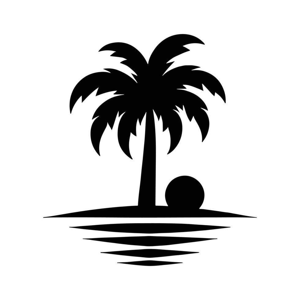 palm tree silhouette on white background vector