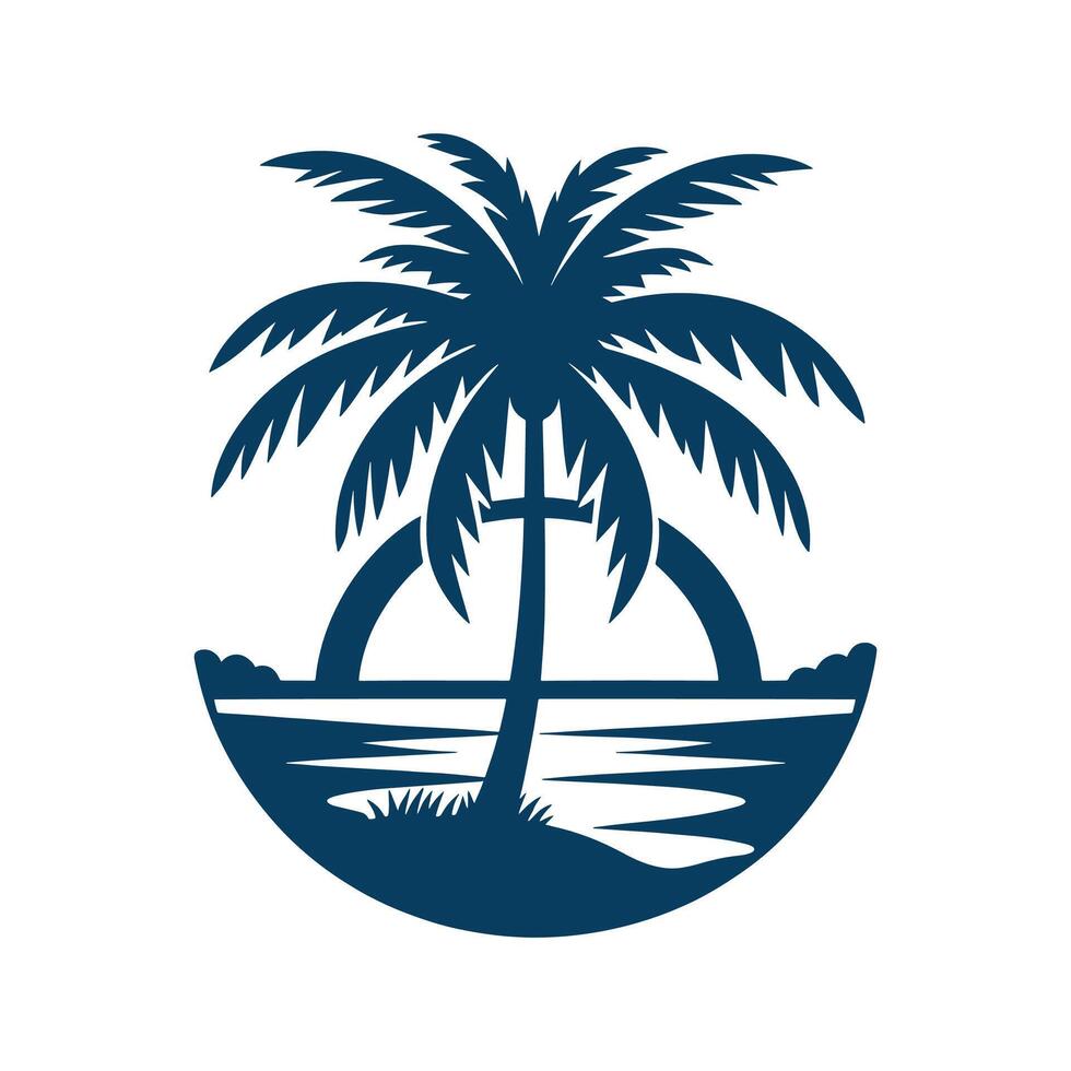 a palm tree with a sunset in the background vector