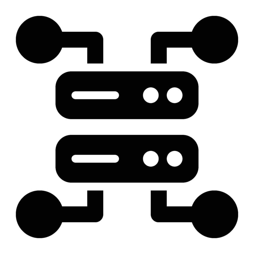Centralized Database, Data Sharing Glyph Solid Icon vector