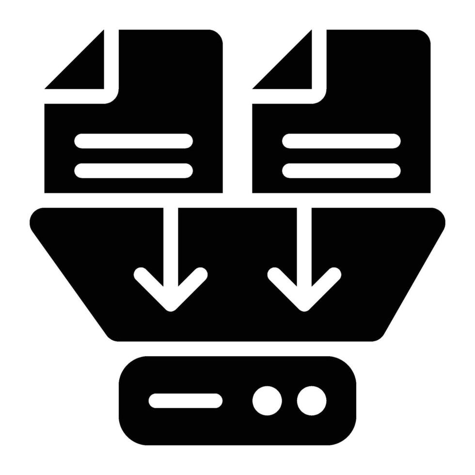 Data Ingestion, Filtering Glyph Solid Icon vector