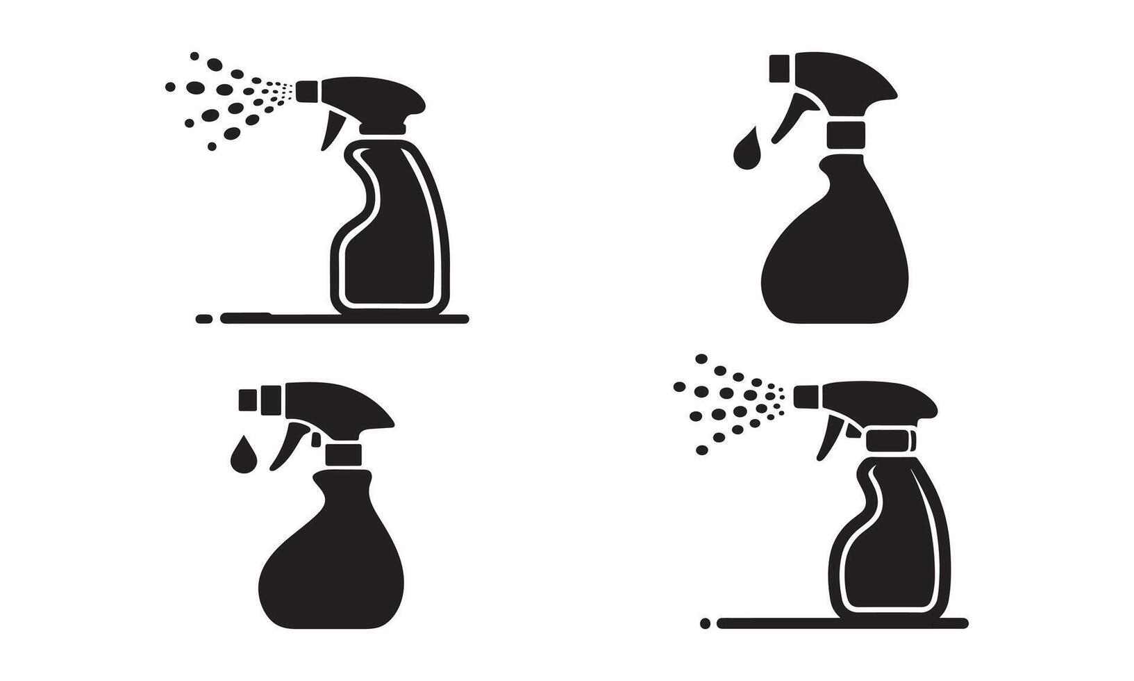 Four Spray Bottle Icons for Cleaning or Gardening vector