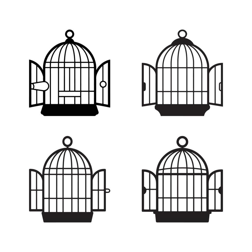 Set of cage with birds vector
