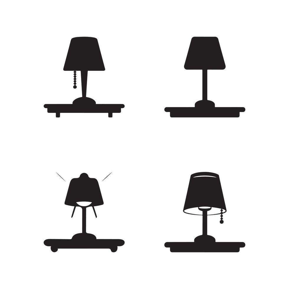 Four Different Silhouette Table Lamp Designs vector