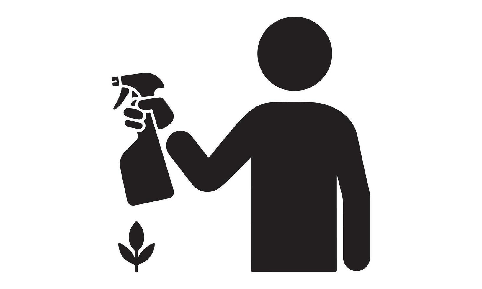 Person spraying a plant with a spray bottle vector