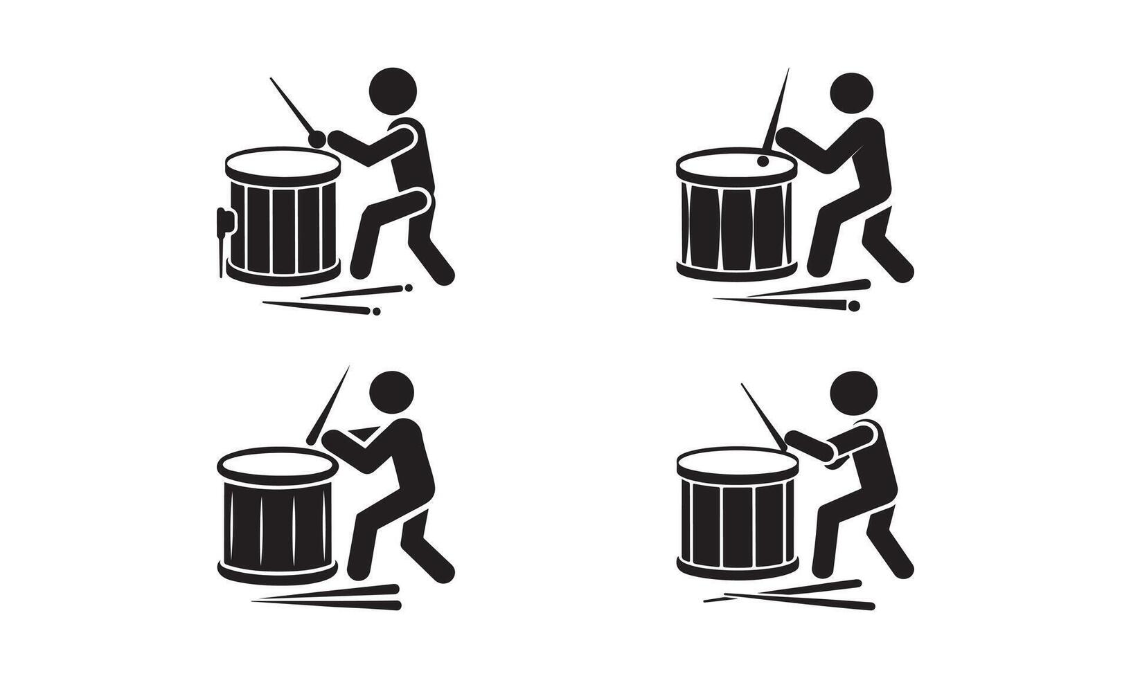 Simple Illustration of Drummers Playing Drums vector