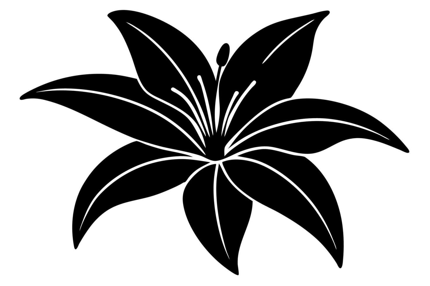 Modern Monochrome Lily Flower Silhouette vector