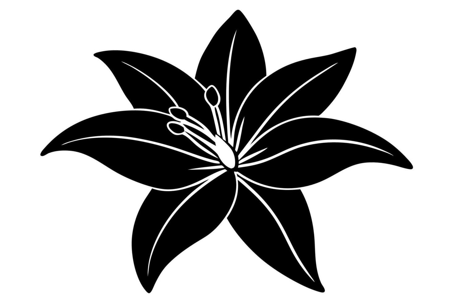 Stylish Lily Floral Art in Monochrome vector