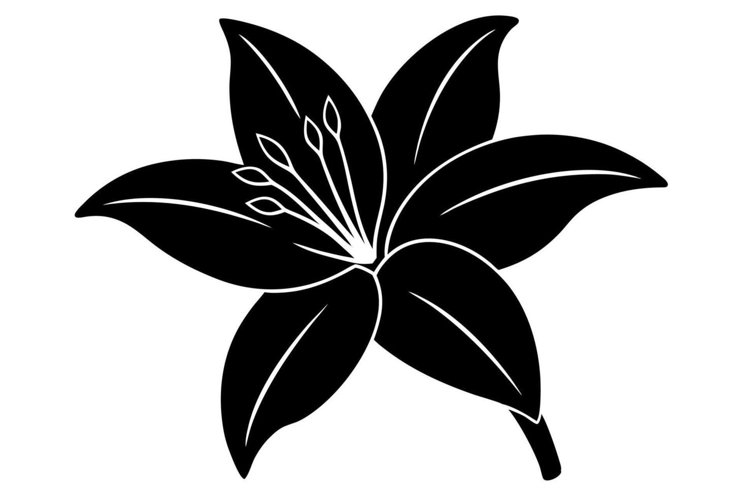 Delicate Lily Silhouette in Black and White vector