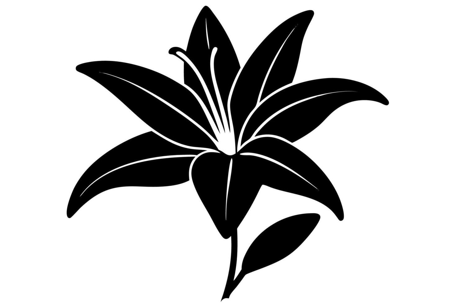 Minimalist Lily Silhouette in Monochrome vector