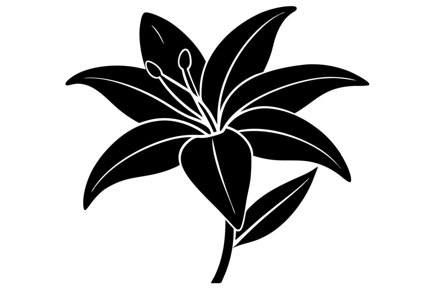Stylized Lily Silhouette in Monochrome vector