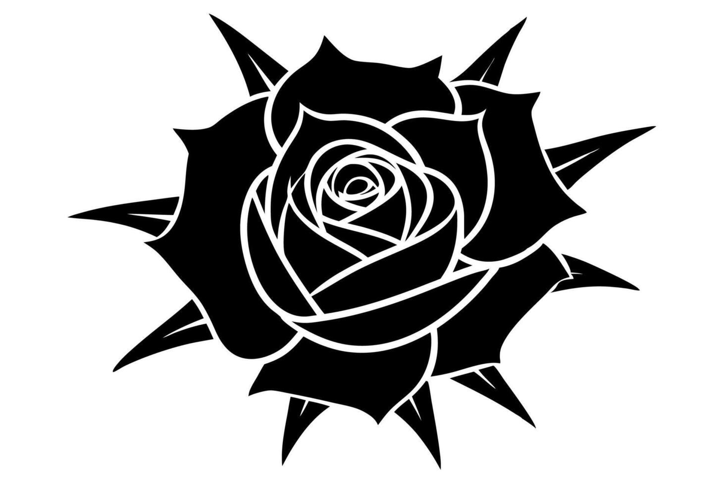 Graceful Monochrome Rose Silhouette vector