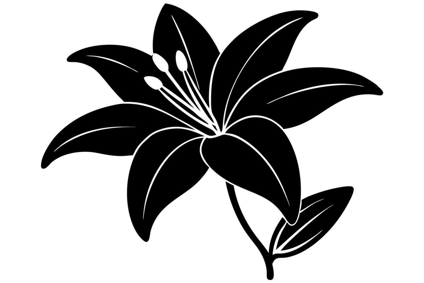 Bold Lily Silhouette with Elegant Details vector