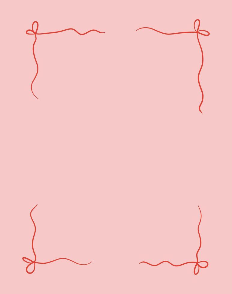 Frame with bows in cute hand drawn style, illustration. Coquette border, great for wedding invitation designs or greeting cards. vector