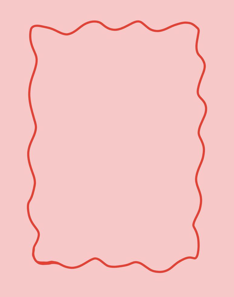 Frame in cute hand drawn style, illustration. Coquette border, great for wedding invitation designs or greeting cards. A4 format, frame with waves in whimsical style. vector
