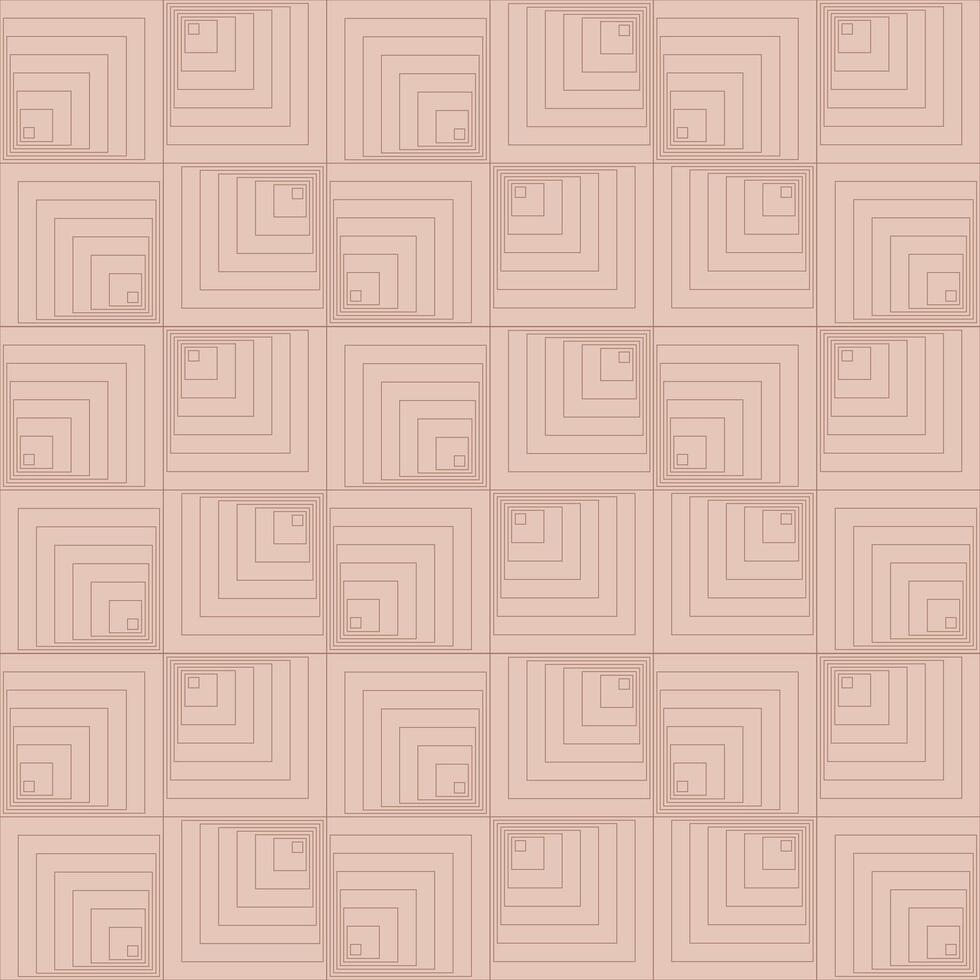 Abstract mid-century linear seamless pattern with geometric shapes African squares on a mocha colored mousse background evoking a soft brown color. vector