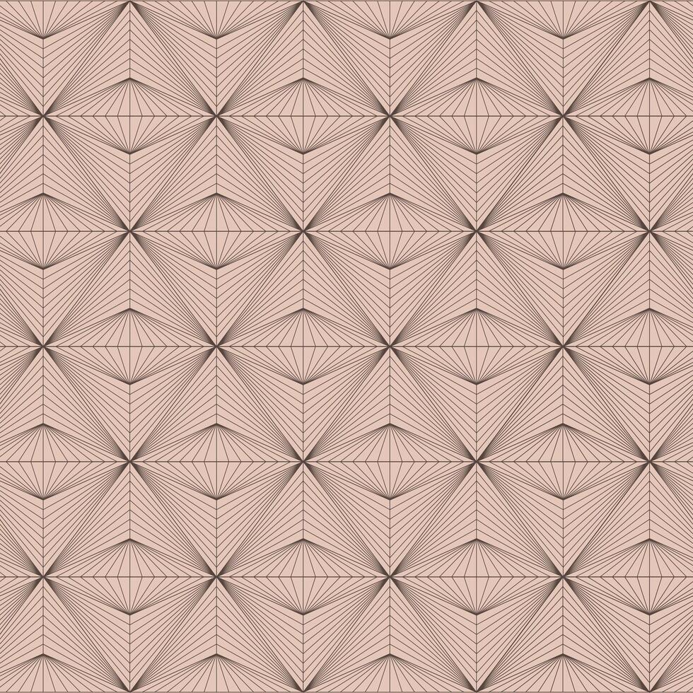Abstract mid-century linear seamless pattern with art deco geometric diamond shapes on a mocha colored mousse background evoking a soft brown color. vector
