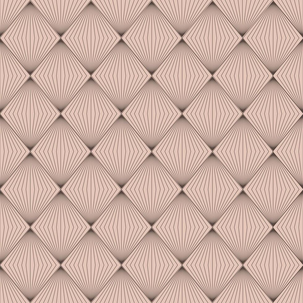 Abstract mid-century linear seamless pattern with geometric diamond shapes on a mocha colored mousse background evoking a soft brown color. vector