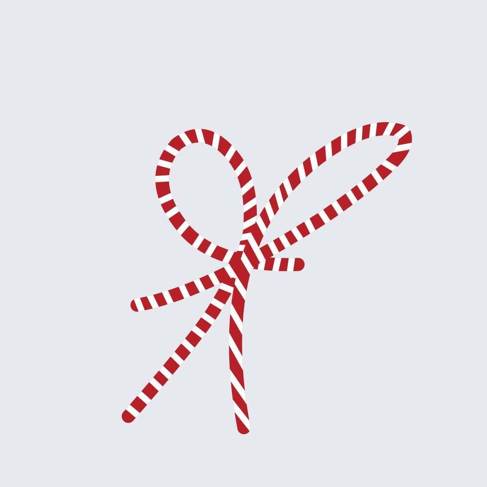 Simple illustration of a red rope knot with white lines vector
