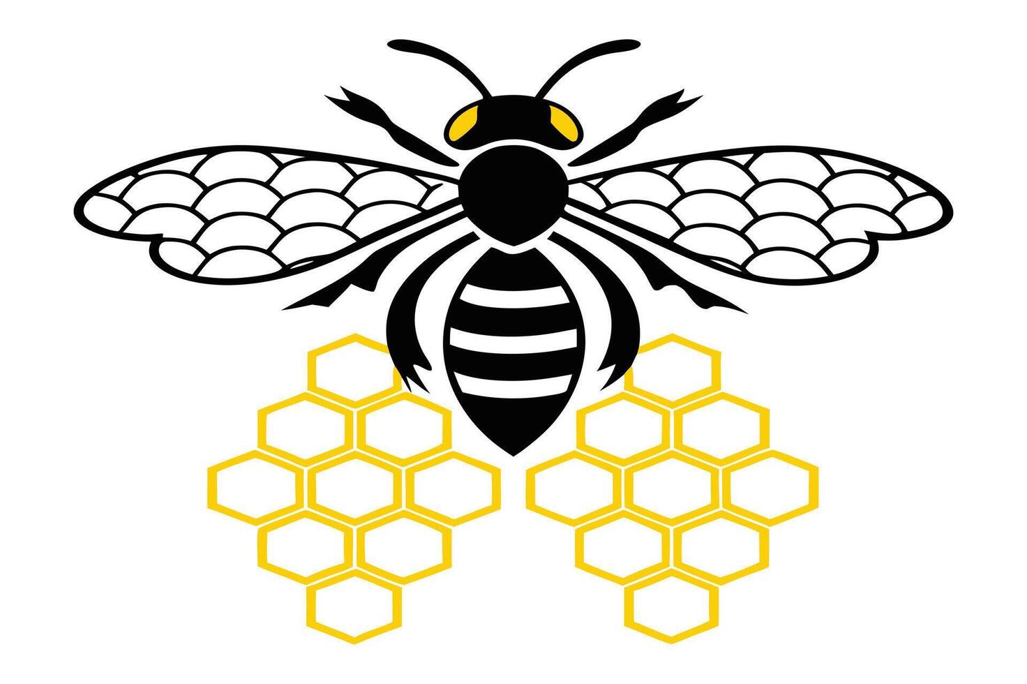 Sleek Abstract Bee Illustration with Integrated Honeycomb vector