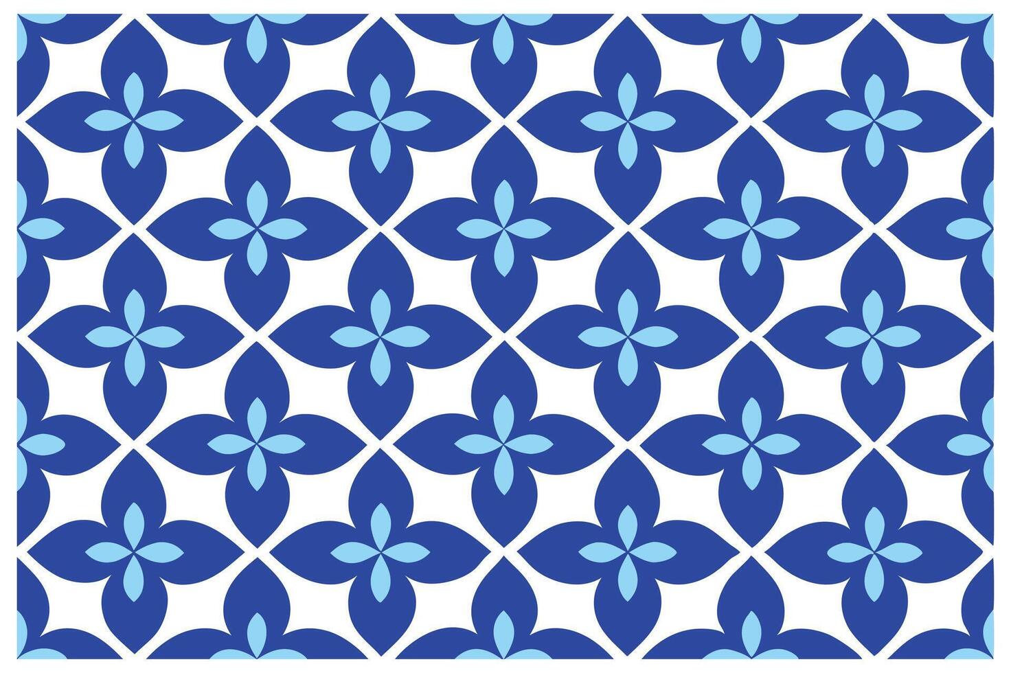 Elegant Four-Petal Flower Pattern in Blue Tones vector