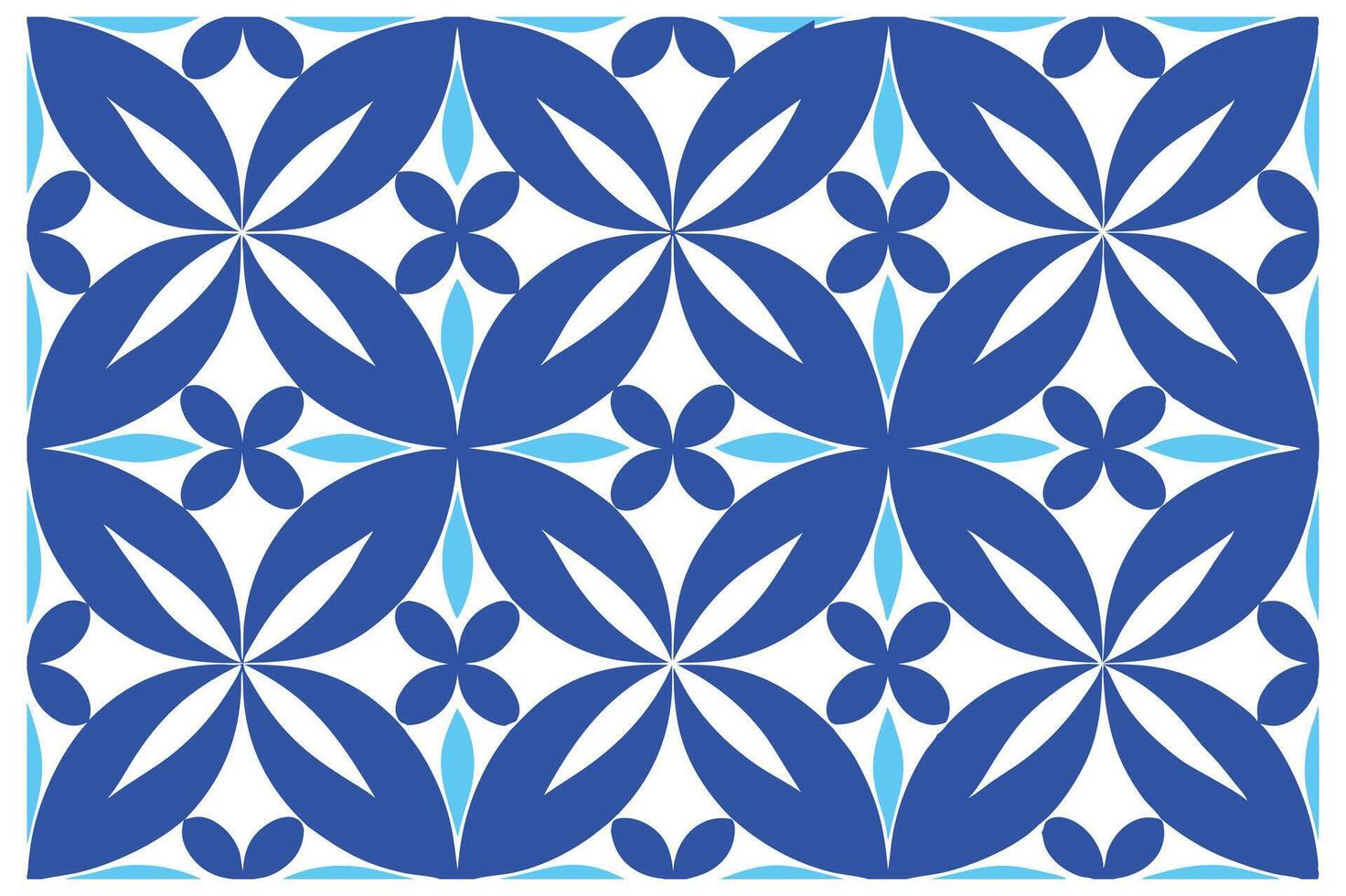 Modern Botanical Geometric Pattern in Blue Hues vector